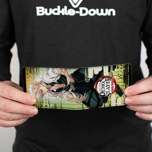 Buckle-Down Demon Slayer Wallet, Bifold, Demon Slayer Sanemi Shinazugawa Sword Pose and Title Logo, Vegan Leather in Saudi Arabia