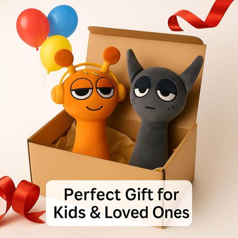 sprunki Plush, Plush Toys, 2/Set Gray + Orange Soft Stuffed Animal Pillow, PP Cotton Filled Rhythm-Game Cat Plush, Fan-Inspired Plushie Birthday Gift for Kids & Adults in Saudi Arabia
