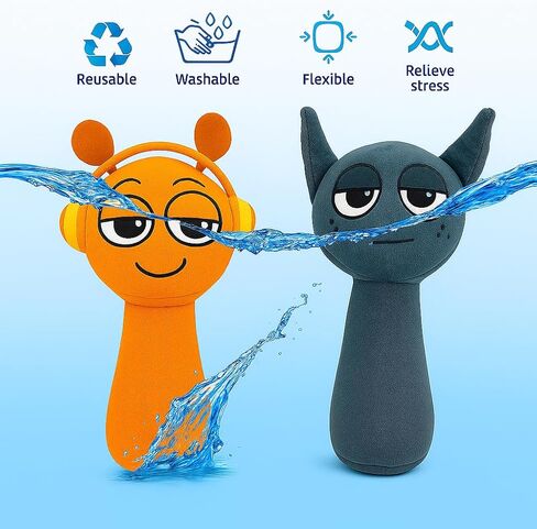sprunki Plush, Plush Toys, 2/Set Gray + Orange Soft Stuffed Animal Pillow, PP Cotton Filled Rhythm-Game Cat Plush, Fan-Inspired Plushie Birthday Gift for Kids & Adults in Saudi Arabia