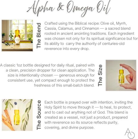 Alpha & Omega Anointing Oil – Natural Olive Oil Blend with Myrrh, Cassia, Calamus & Cinnamon | Blessed | Holy Oil | for Prayer, Comfort, Blessings, Reflection & Spiritual Practice | 10ml in Saudi Arabia