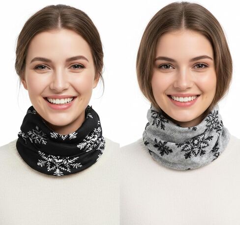 2-Pack Convertible Neck Warmer Set, Multi-Way Snow Print Scarf and Hat for Outdoor Winter Wear in Saudi Arabia