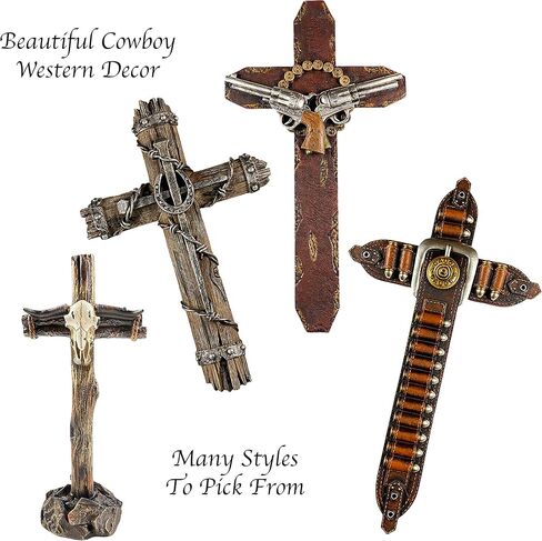 Urbalabs Barbwire Horseshoe and Railroad Nail Spike on Distressed Western Plank 14" Wall Hanging Cross Country Rustic Wall Decor Western Cowboy Art Room Decoration for Office Home in Kuwait
