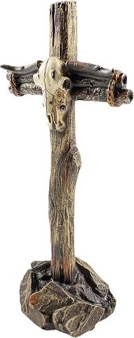Urbalabs Barbwire Horseshoe and Railroad Nail Spike on Distressed Western Plank 14" Wall Hanging Cross Country Rustic Wall Decor Western Cowboy Art Room Decoration for Office Home in Kuwait
