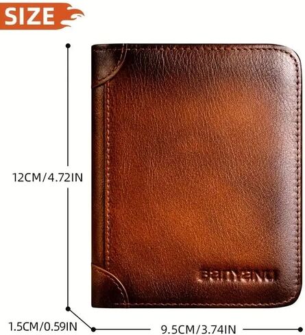 1Pc Men's Genuine Leather Short Wallet, Casual Style Three-Fold Design, Multiple Card Slots, Anti-Theft Protection, Durable & Stylish for Everyday Use, Secure Card Holder Casual Wallet in Saudi Arabia