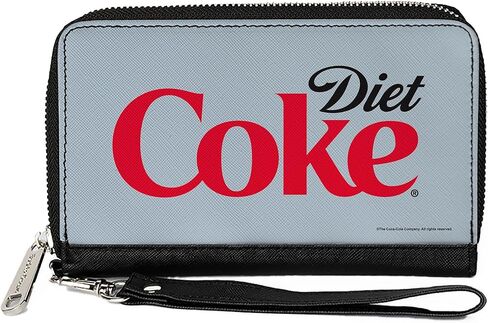 Buckle-Down The Coca-Cola Company Wallet, Zip Around, Diet Coke Logo Centered Light Gray Black Red, Vegan Leather in Saudi Arabia