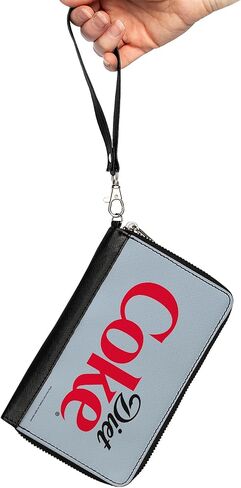 Buckle-Down The Coca-Cola Company Wallet, Zip Around, Diet Coke Logo Centered Light Gray Black Red, Vegan Leather in Saudi Arabia
