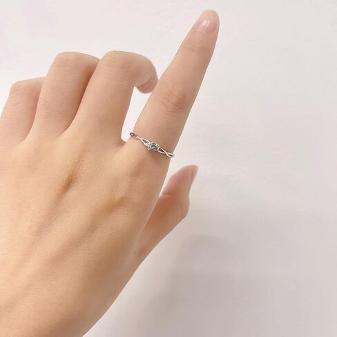 Tiny Rose Flower S925 Sterling Silver Ring - Adjustable Stacking Floral Leaf Knuckle Joint Finger Rings Open Thin Statement Wedding Engagement Promise Band Cute Birthday Jewelry for Women Daughter in Saudi Arabia