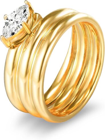 Stacking Band Ring Gold Plated Cubic Zirconia Solitaire Boho Minimalist Cocktail Statement Jewelry for Women in Saudi Arabia