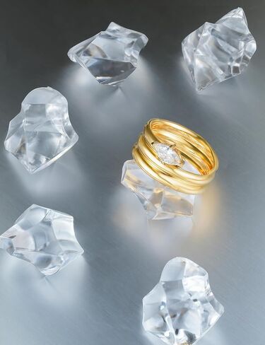 Stacking Band Ring Gold Plated Cubic Zirconia Solitaire Boho Minimalist Cocktail Statement Jewelry for Women in Saudi Arabia