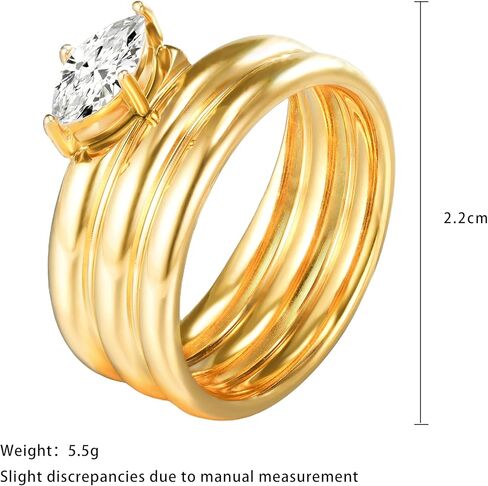Stacking Band Ring Gold Plated Cubic Zirconia Solitaire Boho Minimalist Cocktail Statement Jewelry for Women in Saudi Arabia