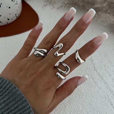 Boho Ring Set for Women, Adjustable Stacking Rings with Knuckle Style Layered Design in Saudi Arabia