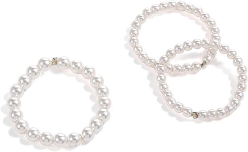 3 Pcs Pearl Rings for Women, Vintage Pearl Rings Stretch Beaded Stackable Ring Adjustable Thin Pearls Ring Statement Wedding Prom Dress Jewerly for Christmas Pearls Jewerly in Saudi Arabia