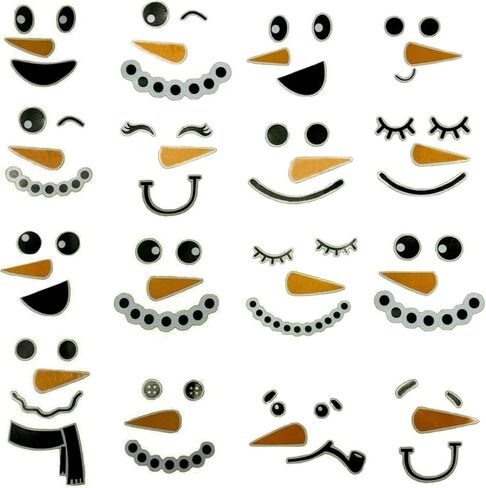 16 Pieces Snowman Face Wall Stickers Cute Christmas Snow Man Wall Decals 11 Inches Refrigerator Stickers Window Cling Decal Xmas Decorations in Saudi Arabia