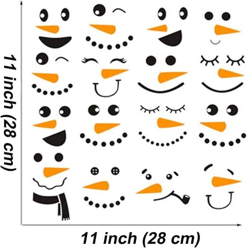 16 Pieces Snowman Face Wall Stickers Cute Christmas Snow Man Wall Decals 11 Inches Refrigerator Stickers Window Cling Decal Xmas Decorations in Saudi Arabia