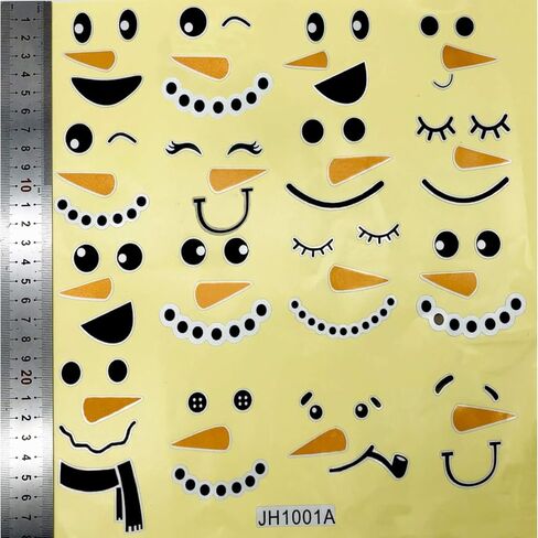 16 Pieces Snowman Face Wall Stickers Cute Christmas Snow Man Wall Decals 11 Inches Refrigerator Stickers Window Cling Decal Xmas Decorations in Saudi Arabia