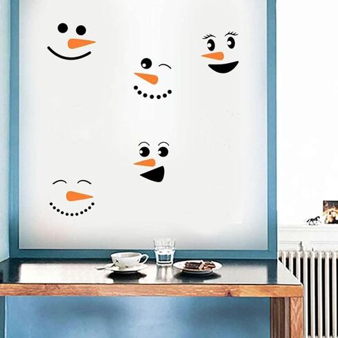 16 Pieces Snowman Face Wall Stickers Cute Christmas Snow Man Wall Decals 11 Inches Refrigerator Stickers Window Cling Decal Xmas Decorations in Saudi Arabia