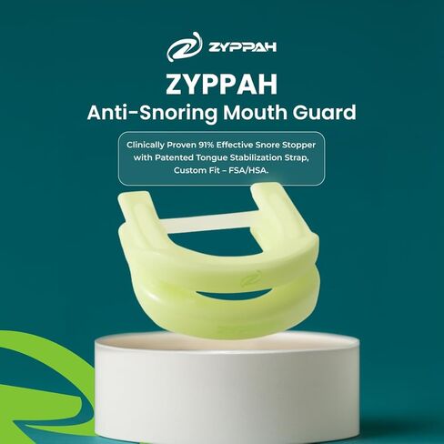 قطعة الفم الهجينة المضادة للشخير من ZYPPAH | حارس الفم لنوم أفضل | قطعة الفم مع حزام اللسان لوقف الشخير | قالب مخصص للفم | نوم سعيد | شبح | 2.25 × 2.75 × 1 بوصة in Kuwait