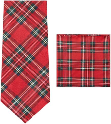 Jacob Alexander Royal Stewart Red Plaid Men's Regular Neck Tie and Pocket Square Set in Saudi Arabia