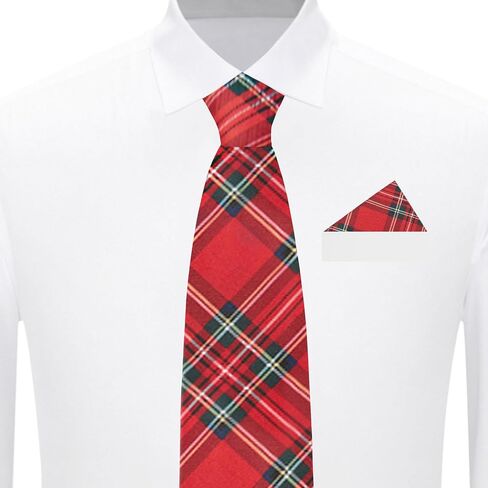Jacob Alexander Royal Stewart Red Plaid Men's Regular Neck Tie and Pocket Square Set in Saudi Arabia