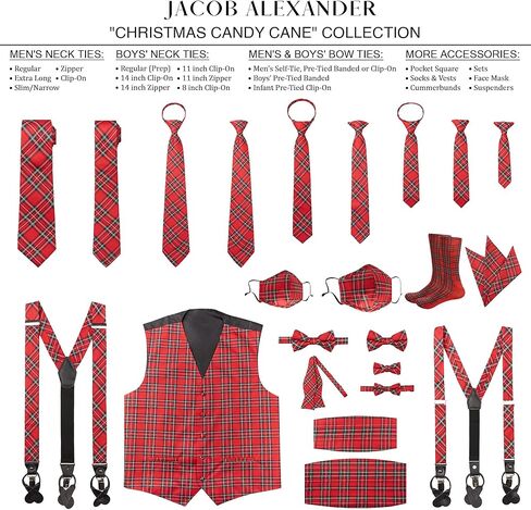 Jacob Alexander Royal Stewart Red Plaid Men's Regular Neck Tie and Pocket Square Set in Saudi Arabia