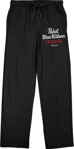 Pabst Blue Ribbon 1844 Text Logo Men's Black Sleep Pajama Pants in Saudi Arabia