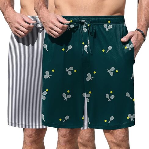 Ekouaer Men's Pajama Shorts Soft Sleepwear Bottoms Elastic Waistband Loungewear Breathable Men Shorts with Pockets in Saudi Arabia