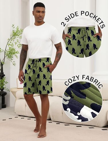 Ekouaer Men's Pajama Shorts Soft Sleepwear Bottoms Elastic Waistband Loungewear Breathable Men Shorts with Pockets in Saudi Arabia