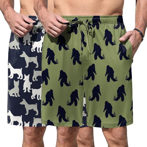 Ekouaer Men's Pajama Shorts Soft Sleepwear Bottoms Elastic Waistband Loungewear Breathable Men Shorts with Pockets in Saudi Arabia
