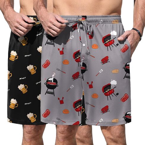 Ekouaer Men's Pajama Shorts Soft Sleepwear Bottoms Elastic Waistband Loungewear Breathable Men Shorts with Pockets in Saudi Arabia