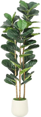 5ft Faux Fiddle Leaf Fig Tree with White Planter, Floor Fake Plants, Realistic Artificial Plants for Home Office Living Room Decor, Housewarming Gift in Kuwait