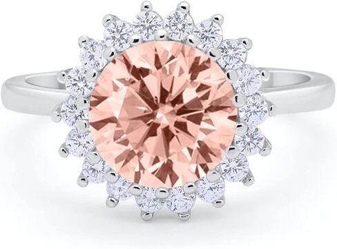 Blue Apple Co. Halo Floral Wedding Engagement Ring Round Cubic Zirconia 925 Sterling Silver in Saudi Arabia