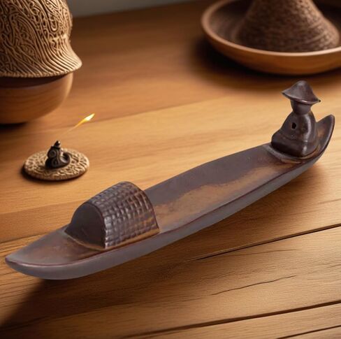 حامل عصا البخور من السيراميك مع 3 فتحات - صائد رماد موثوق به للعصي المتعددة، مثالي للتأمل واليوجا وديكور المكتب المنزلي - قاعدة حرق جمالية وعملية in Kuwait