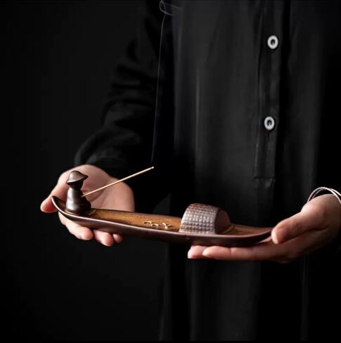 حامل عصا البخور من السيراميك مع 3 فتحات - صائد رماد موثوق به للعصي المتعددة، مثالي للتأمل واليوجا وديكور المكتب المنزلي - قاعدة حرق جمالية وعملية in Kuwait