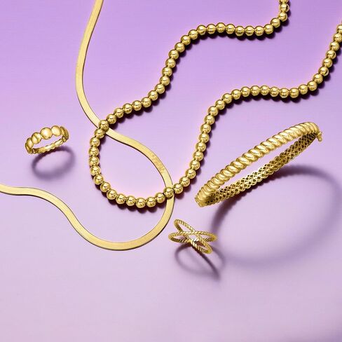 Pure Collection by Ross-Simons Italian 5mm 18kt Gold Over Sterling Bead Necklace. 16 inches in Saudi Arabia