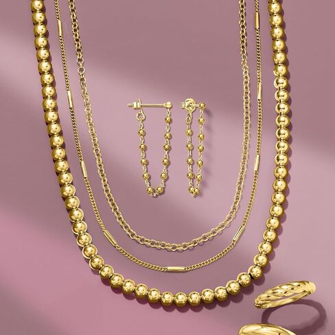 Pure Collection by Ross-Simons Italian 5mm 18kt Gold Over Sterling Bead Necklace. 16 inches in Saudi Arabia