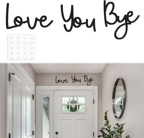 21.6 بوصة علامة Love You Bye الخشبية، لوحة ديكور جدار المنزل فوق الباب، ديكور بسيط أسود حديث للباب الأمامي، مدخل غرفة المعيشة الجمالية، أظهر حبك ودافئًا لعائلتك (أسود) in Saudi Arabia