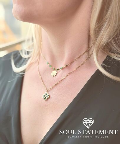 Clover Layered Choker Necklace for Women & Teens, Saint Patrick's Day Jewelry, Shamrock Necklace with Adjustable Chain Length, Gold Plated Necklace in Kuwait