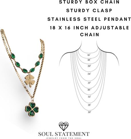 Clover Layered Choker Necklace for Women & Teens, Saint Patrick's Day Jewelry, Shamrock Necklace with Adjustable Chain Length, Gold Plated Necklace in Kuwait