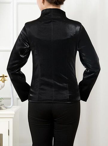 Women’s Silk Brocade Patch Flower Embroidery Shimmer Fabric Chinese Jacket in Saudi Arabia