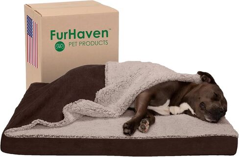 Furhaven Cooling Gel Dog Bed for Medium/Small Dogs w/ Removable Washable Cover, For Dogs Up to 35 lbs - Ultra Plush Faux Fur & Suede Mattress - Gray, Medium in Kuwait
