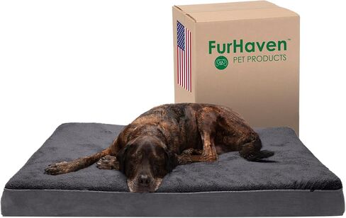Furhaven Cooling Gel Dog Bed for Medium/Small Dogs w/ Removable Washable Cover, For Dogs Up to 35 lbs - Ultra Plush Faux Fur & Suede Mattress - Gray, Medium in Kuwait