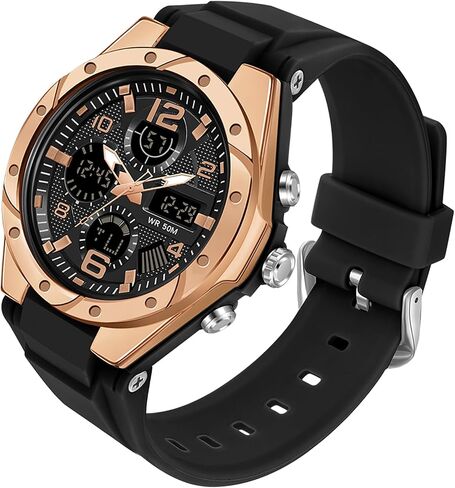findtime Watches for Women Digital and Analog Sports Military Outdoor Waterproof Watch for Ladies with Stopwatch Alarm Dual Time Display White in Saudi Arabia