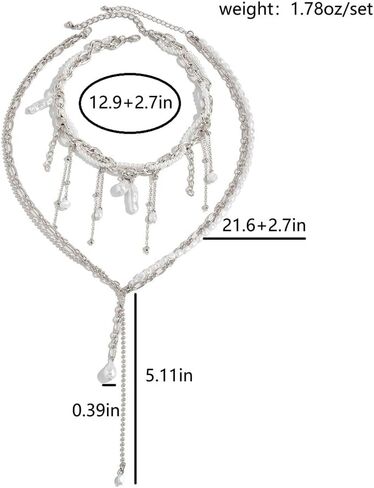 Dainty Layered Beads Irregular Pearl Choker Tassel Y Necklace for Women Trendy Unique Beaded Pearls Chain Necklaces Y2k Prom Party Jewelry Set Gifts in Saudi Arabia