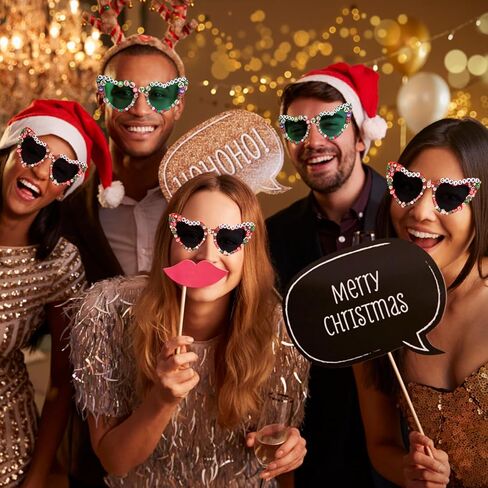 قطعتان من نظارات عيد الميلاد لتزيين إكسسوارات حفلات البالغين، نظارات عيد الميلاد المضحكة مع تصميم شجرة سانتا لمستلزمات الحفلات in Saudi Arabia