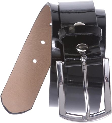 1 1/2" (38 mm) Snap On Nickel Free Faux Synthetic Patent Leather Fashion Plain Belt in Saudi Arabia