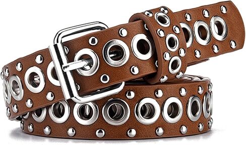 Grommet Punk Belt for Women's Jeans Studded Edgy Goth Rock Leather Belt in Saudi Arabia