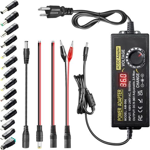 3V~24V 6A 144W Adjustable Power Supply 3V 5V 6V 9V 10V 12V 15V 18V 20V 24V Universal Variable Switching Power AC/DC Adapter,100V-240V AC to DC Converter with 14 Tips & Polarity Converter & 3Test Leads in Kuwait