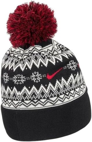 قبعة Nike Peak Fair Isle Beanie Bobble مقاس واحد للبالغين من الجنسين HF0188 010 in Saudi Arabia