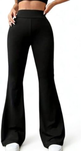 Women's High-Waisted Flared Workout Leggings, Tummy-Control Commuter Pants in Saudi Arabia
