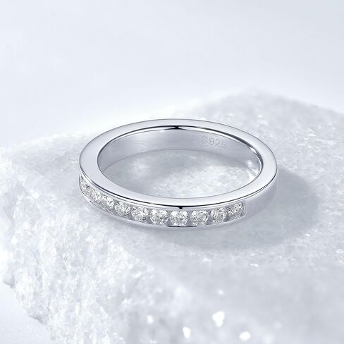 Moissanite Half Eternity Wedding Band, 0.66cttw D Color VVS1 925 Sterling Silver Half Eternity Ring for Women or Men Anniversary Wedding Birthday Gifts in Saudi Arabia